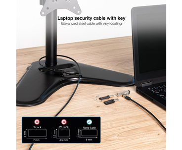 CABLE LOCK DE SEGURIDAD TIPO NANO CON LLAVE PARA PORTATILES 1.5M GRIS TOOQ