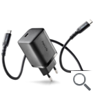 CARGADOR PARED GaN2 USB-C + CABLE 65W NEGRO NGS
